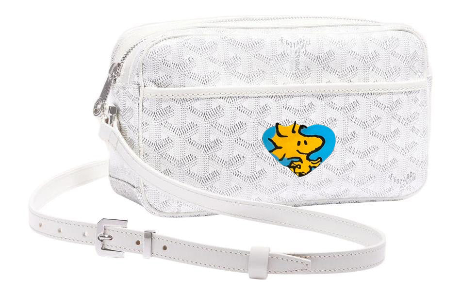 GOYARD Cap-Vert Canvas With Leather Camera Bag Shoulder Bag Crossbody Bag Small Size Unisex White/Blue