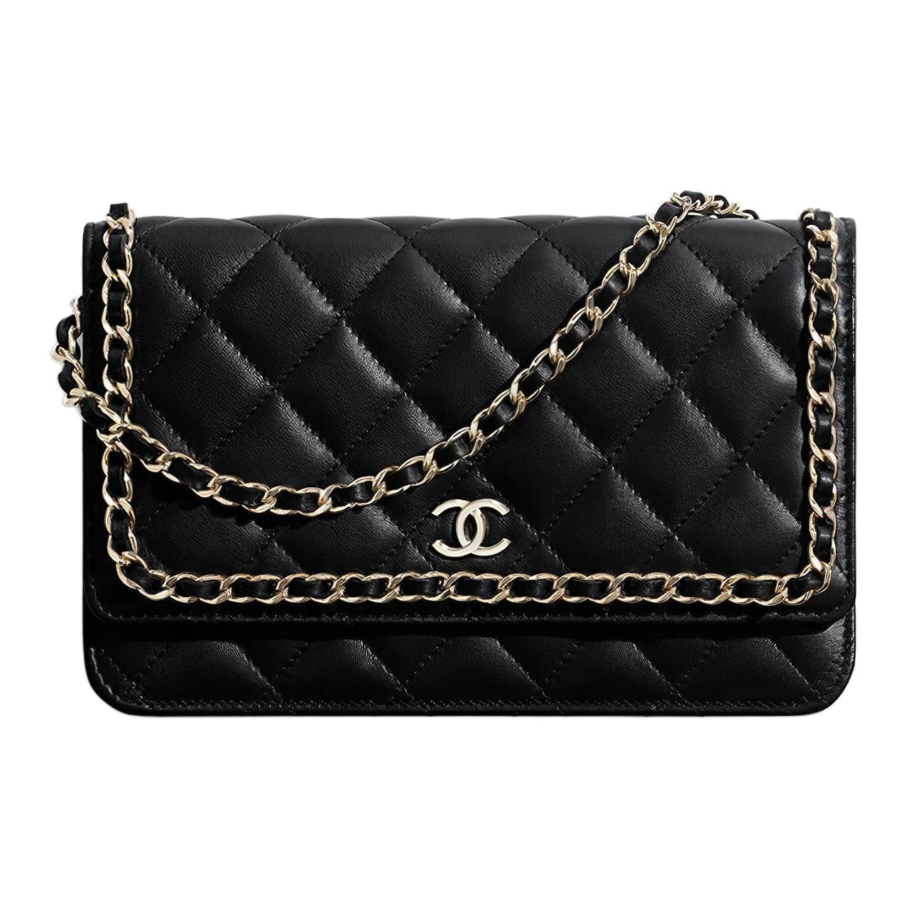 CHANEL 19Bag Lambskin Mouth Cover Bag Chain Bag Shoulder Bag Women's Black