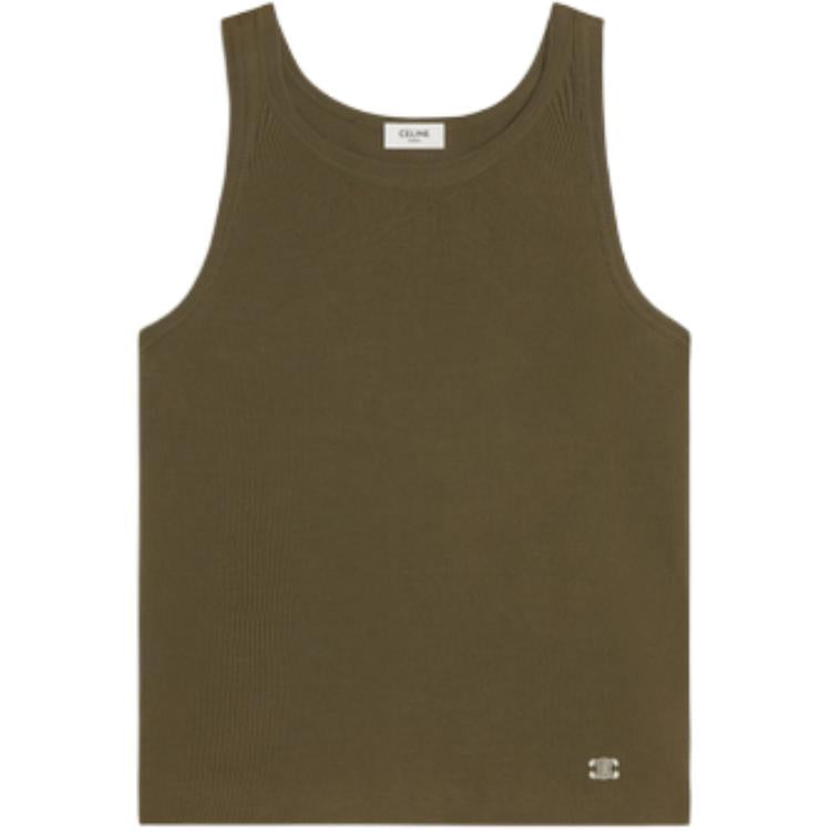 CELINE Triomphe Tank Top In Ribbed Silk Jersey