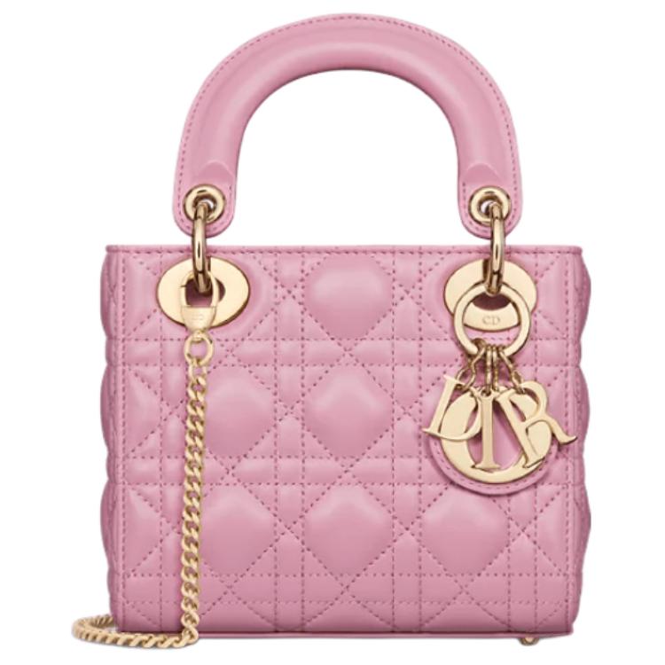 DIOR Lady Dior Sheepskin Dior Bag Shoulder Bag Crossbody Bag Handbag Mini Women's Pink Hydrangea
