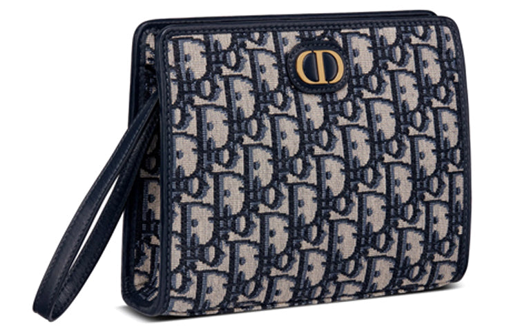 DIOR 30 Montaigne Canvas Handbag Clutch Small Size Women's Blue