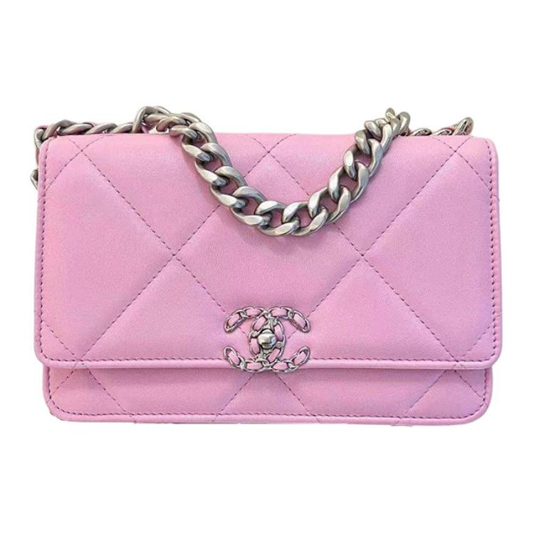 CHANEL 19Bag Sheepskin Shoulder Bag Crossbody Bag Unisex Pink