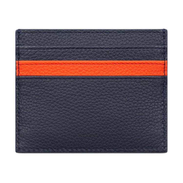 DIOR KAWS Collaboration Cow Leather Card Holder Women's Marine Blue