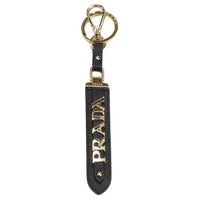 PRADA Leather Keychains Unisex Black