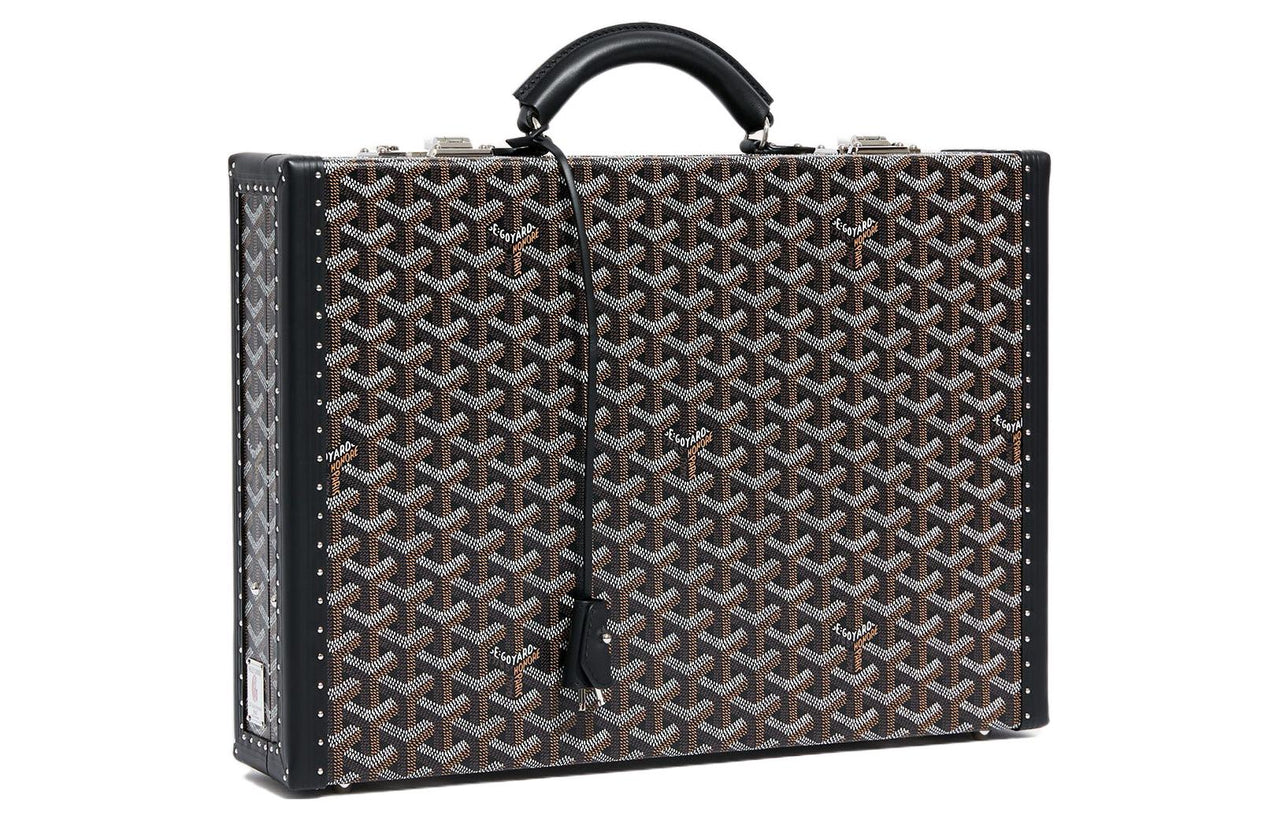GOYARD Manoir Canvas With Leather Briefcases Small Size Unisex Black