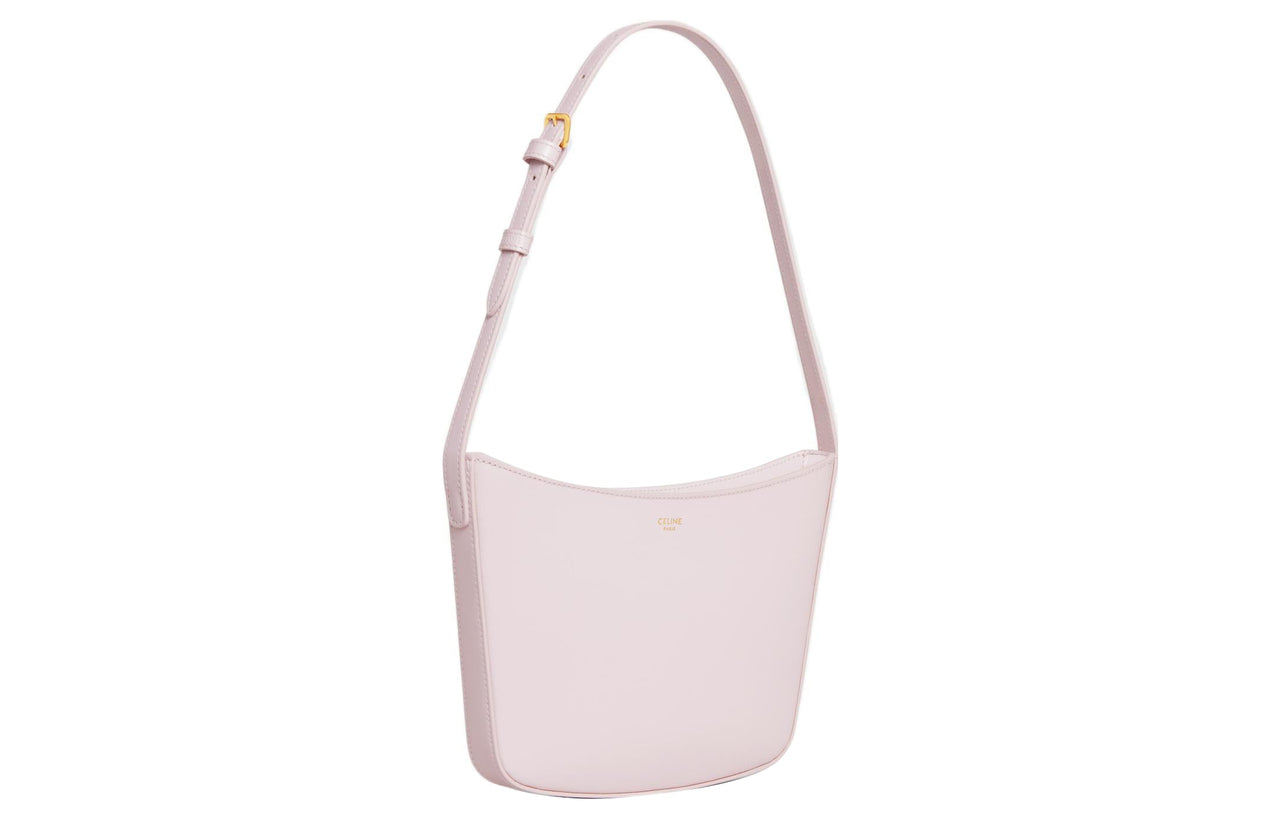CELINE Croque Calfskin Handbag Shoulder Bag Women's Light Pink
