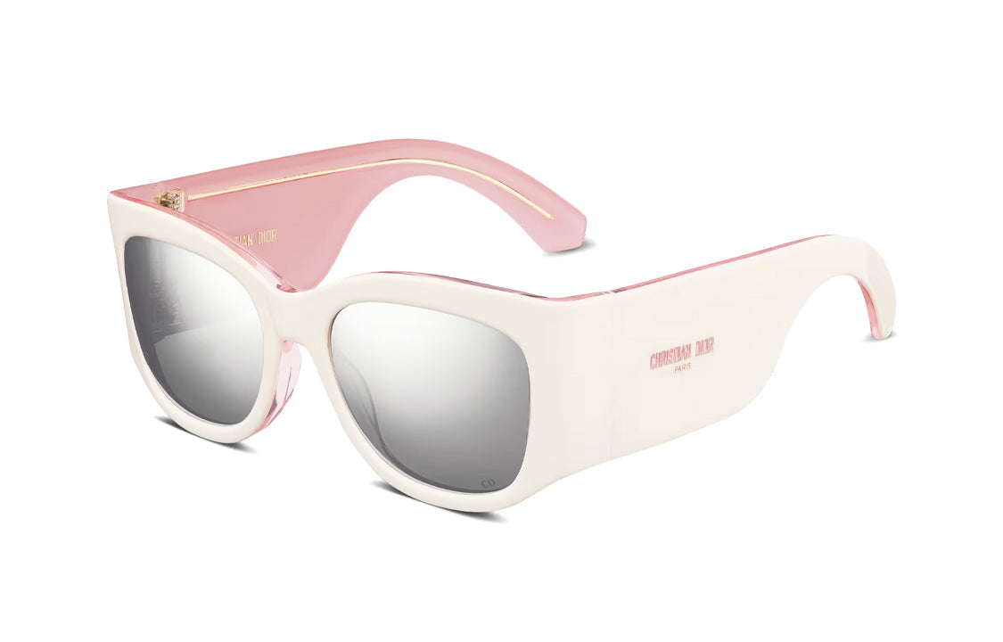 DIOR Acetate Irregular Shape Sunglasses Women's White/Pink