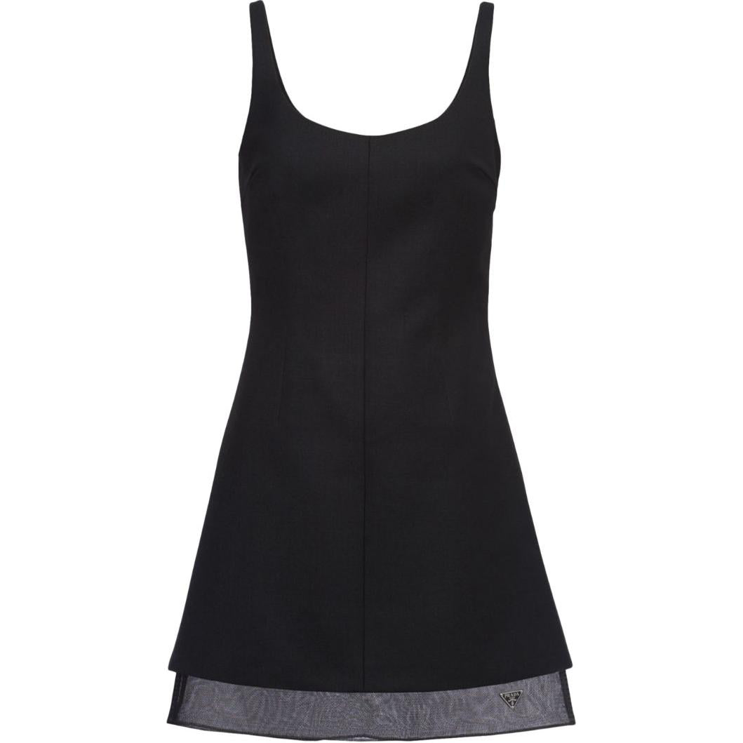 PRADA Enamel Triangle-Logo Mini Dress