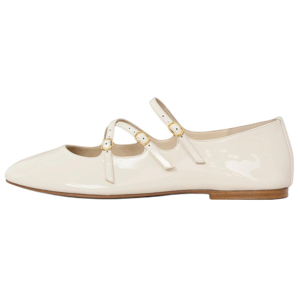 CELINE Flat Mary Jane Shoes Women's White