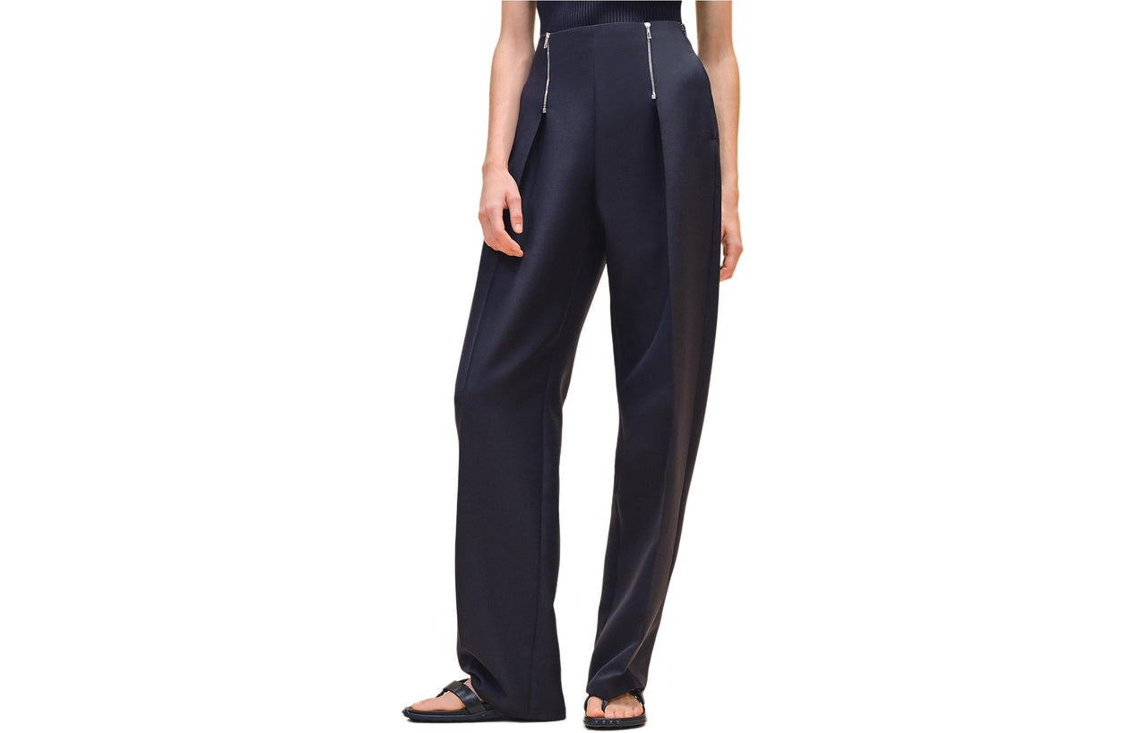 HERMES Casual Pants Women's Black Blue