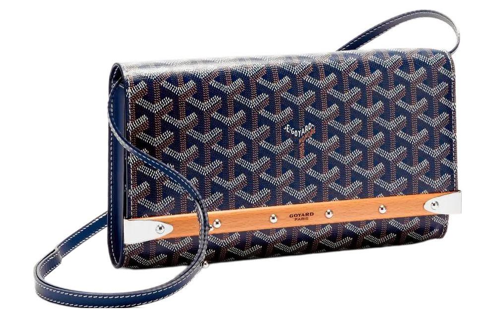 GOYARD MONTE-CARLO Canvas With Leather Clutches Crossbody Bags Small Size Women's Dark Blue