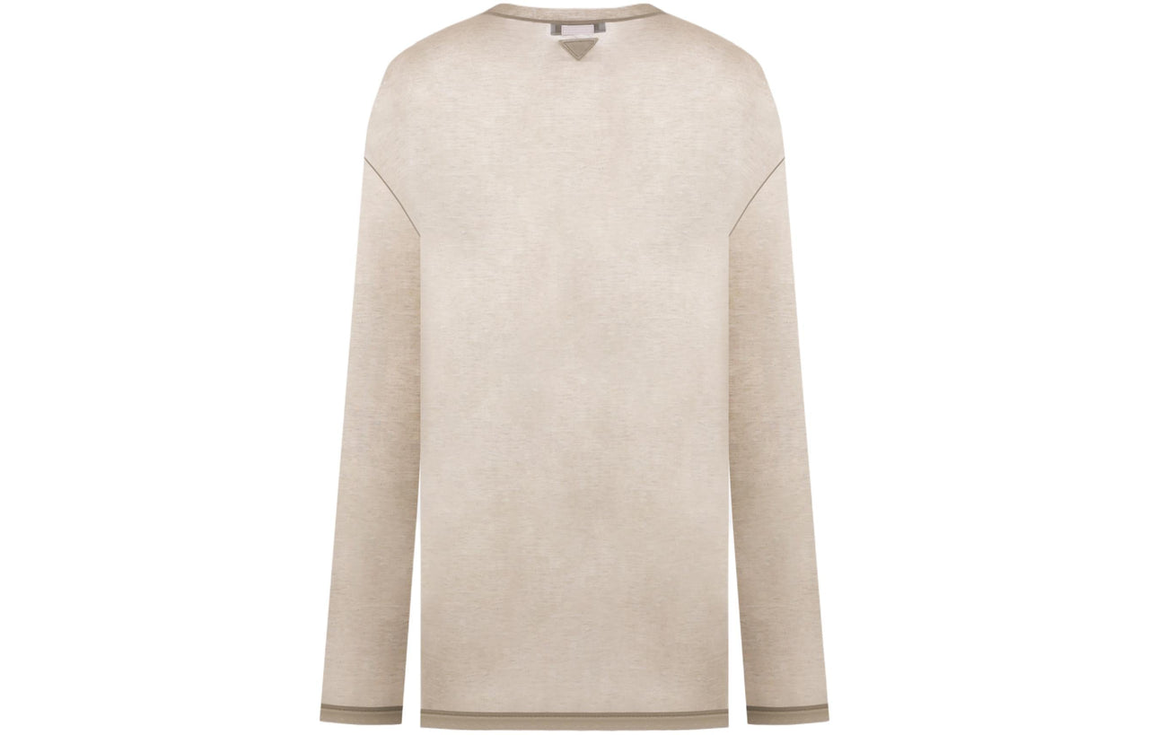 PRADA Drop Shoulder Sleeve T-Shirt Women's Beige