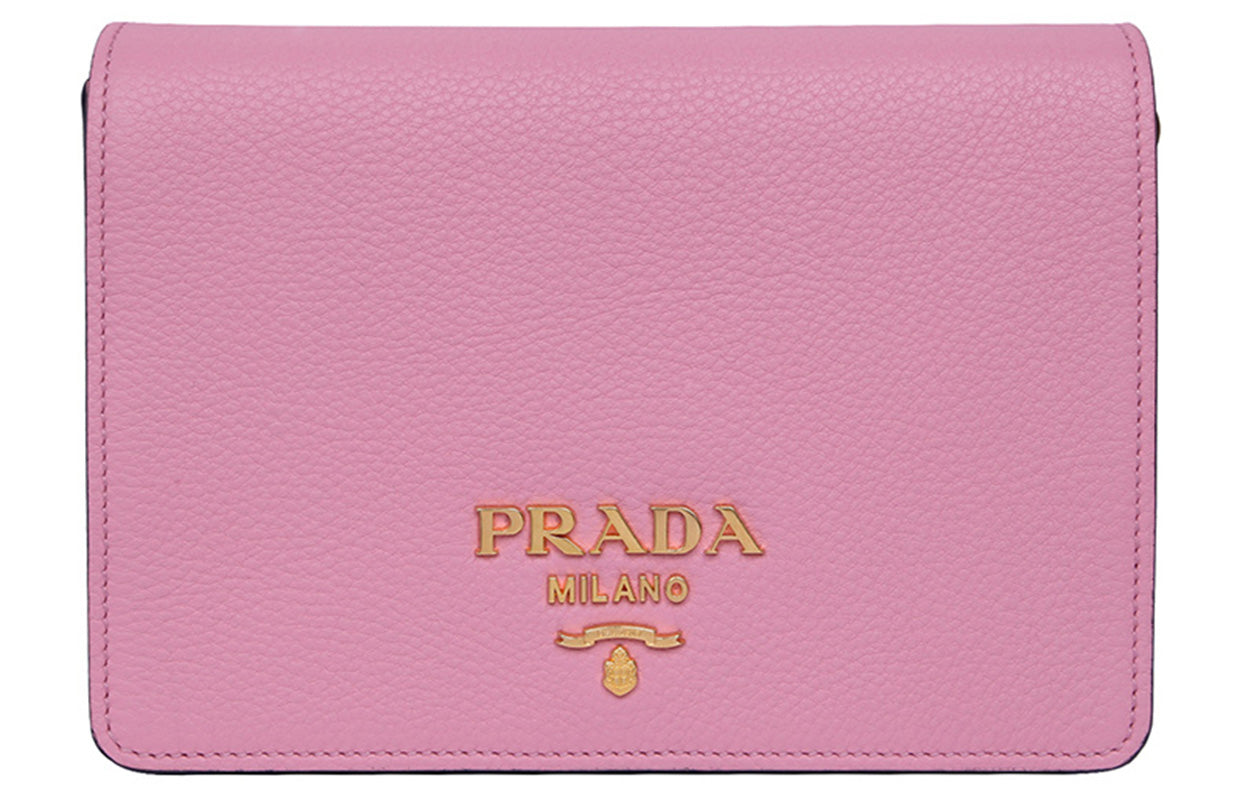 PRADA Cow Leather Shoulder Bag Women's Pink