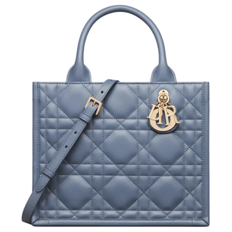 DIOR BookTote Calfskin Tote Bag, Shopping Bag, Shoulder Bag, Crossbody Bag, Handbag Trumpets Women's Denim Blue