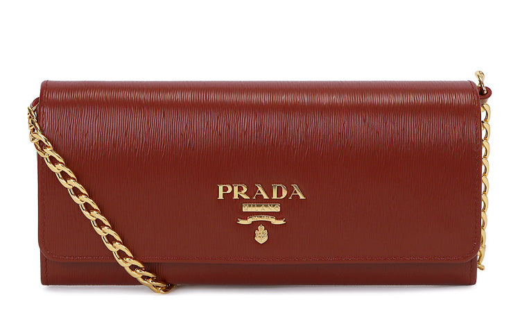PRADA Calfskin Shoulder Bag, Crossbody Bag Women's Dark Red