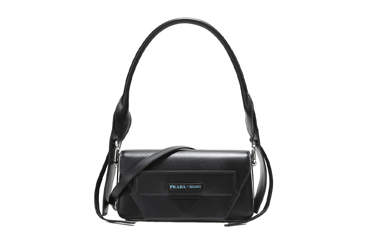 PRADA Cow Leather Handbag Shoulder Bag Crossbody Bag Women's Black