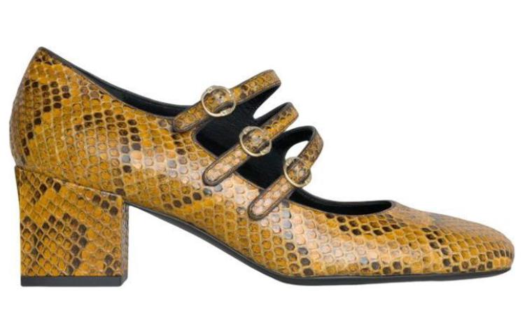 CELINE Chunky Heel High Heels 5.5cm Women's Brown