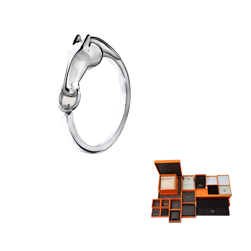 HERMES 925 Sterling Silver Wristbands Women's Silver