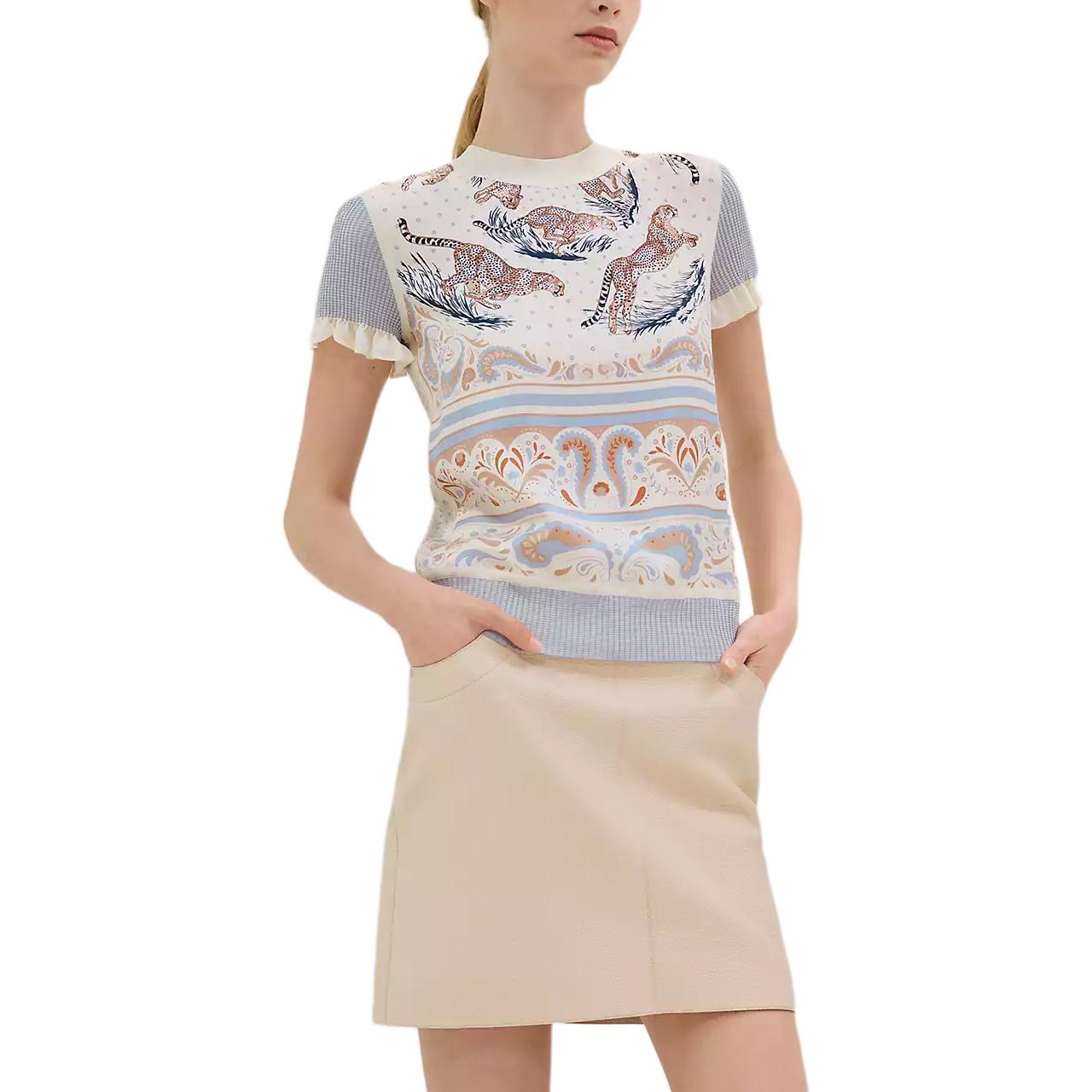 HERMES T-Shirt Women's Blue White