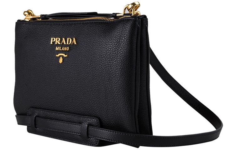 PRADA Cow Leather Shoulder Bag Women's Black