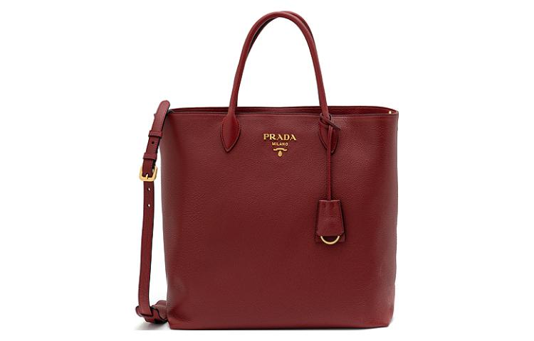 PRADA Cow Leather Tote Bag Shopping Bag Shoulder Bag Crossbody Bag Handbag Women's Red
