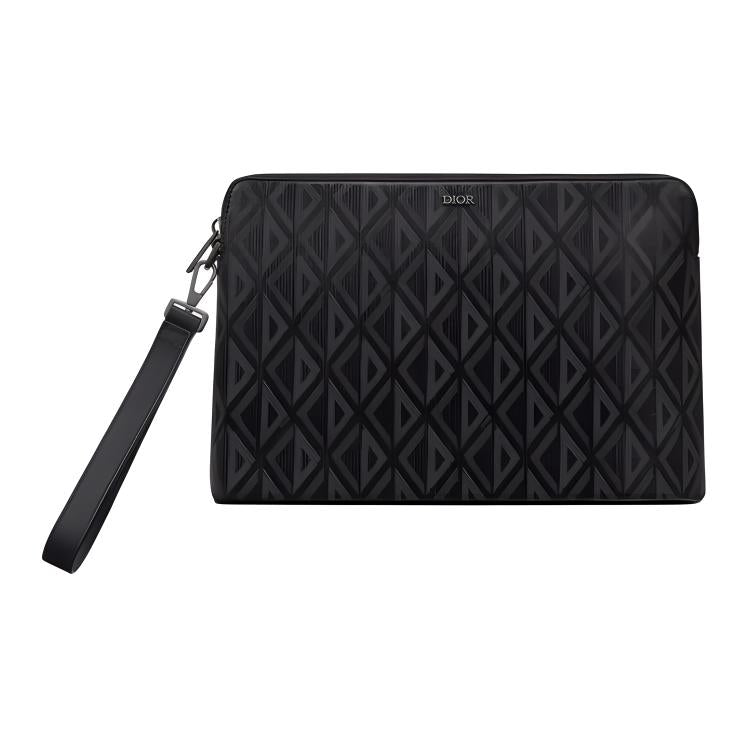 DIOR Canvas Cow Leather Patchwork Handbags Clutches Men's Black