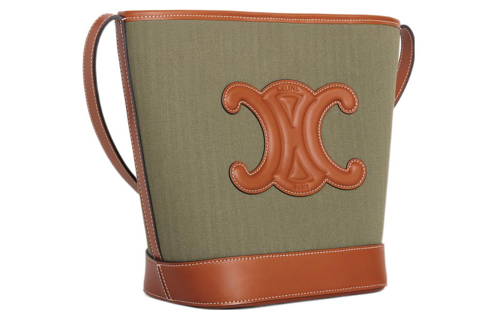 CELINE Cuir Triomphe Fabric With Calfskin Bucket Bag, Crossbody Bag, Shoulder Bag Women's