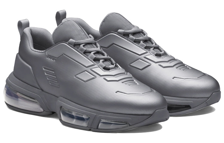 PRADA Collision Casual Shoes Men Low-Top Gray White Steel