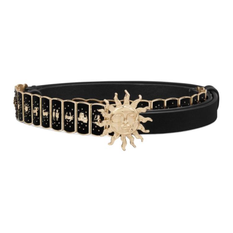 DIOR Pattern Design Calfskin Leather Belts Women's Black Width 1.5CM