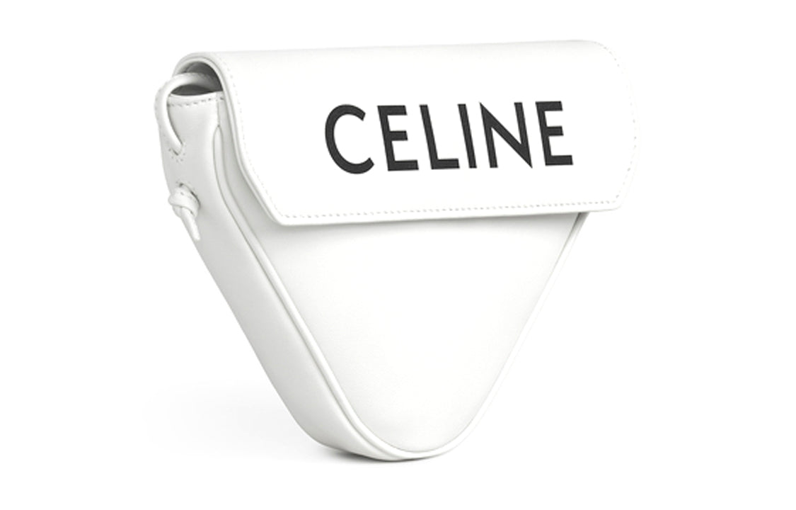 CELINE Cow Leather Triangle Bag Handheld Shoulder Bag Crossbody Bag Men's White