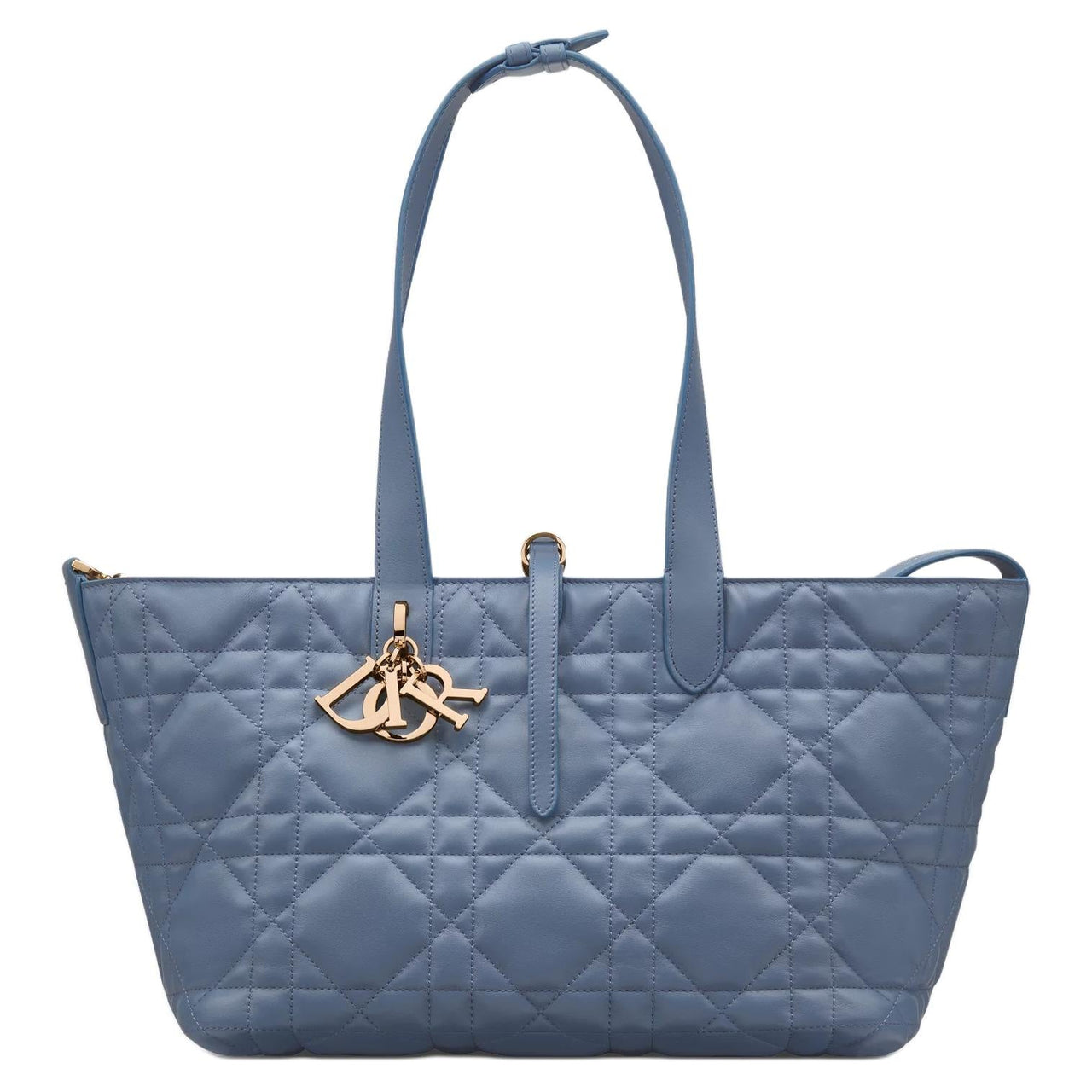 DIOR Cow Leather Handbag Medium Size Women's Denim Blue