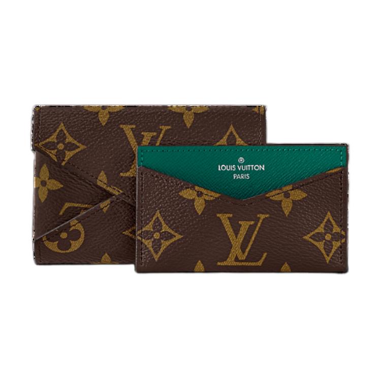 LOUIS VUITTON Coated Canvas Card Holder Men's Green & Brown