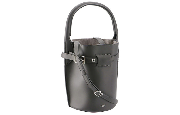 CELINE Cow Leather Bucket Bags Shoulder Bag Crossbody Bag Handbag Women's Gray