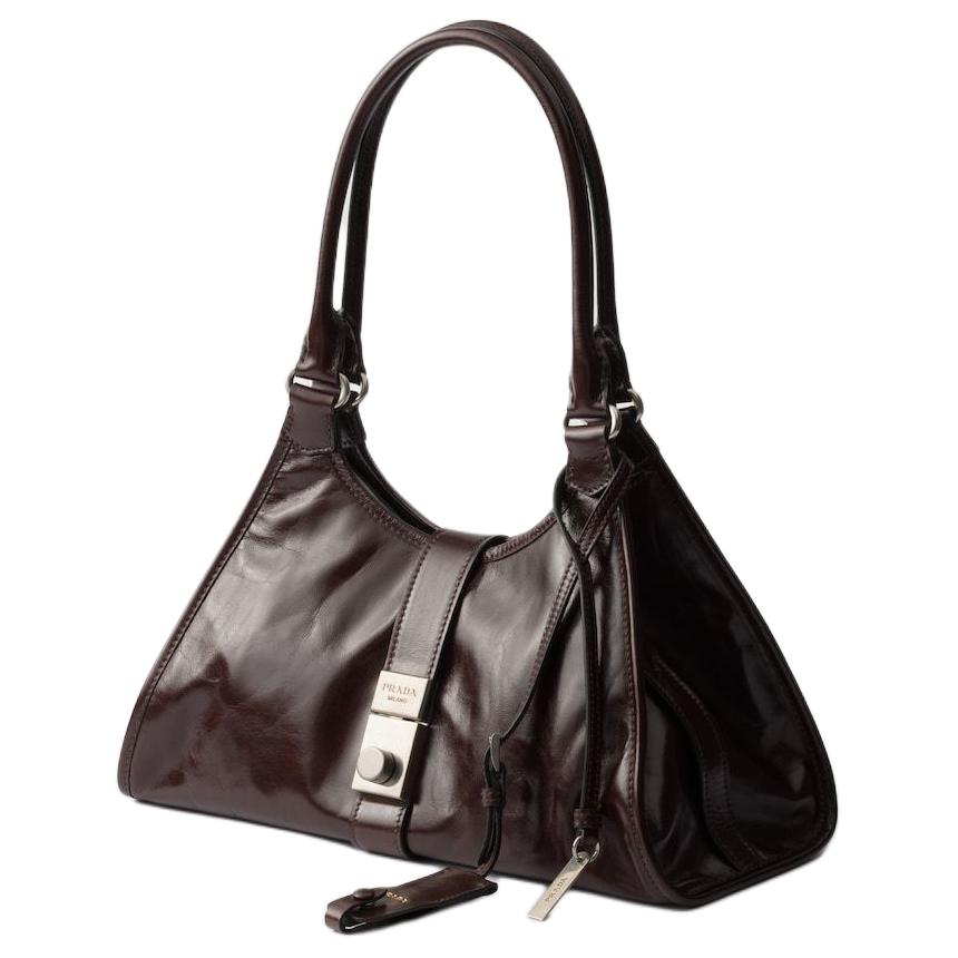 PRADA Calfskin Tote Bag, Shopping Bag, Handbag, Shoulder Bag Medium Size Women's Dark Brown