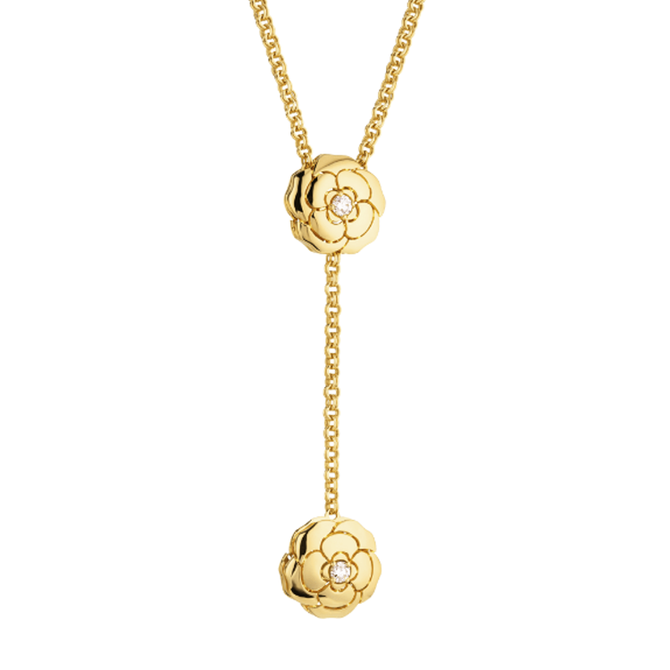 CHANEL 18K Gold Diamonds Necklaces Women's Gold