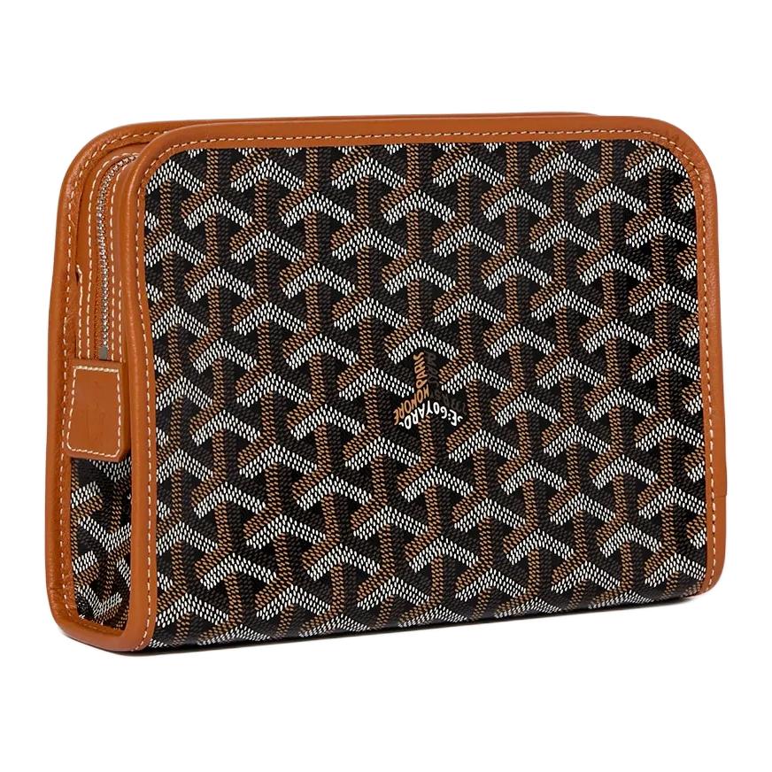 GOYARD JOUVENCE Calfskin Toiletry Bag Small Size Unisex Black & Brown