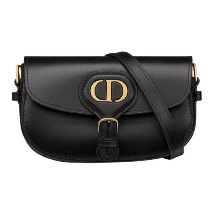 DIOR Bobby Smooth Finish Cow Leather Crossbody Bag Shoulder Bag Mini Women's Black