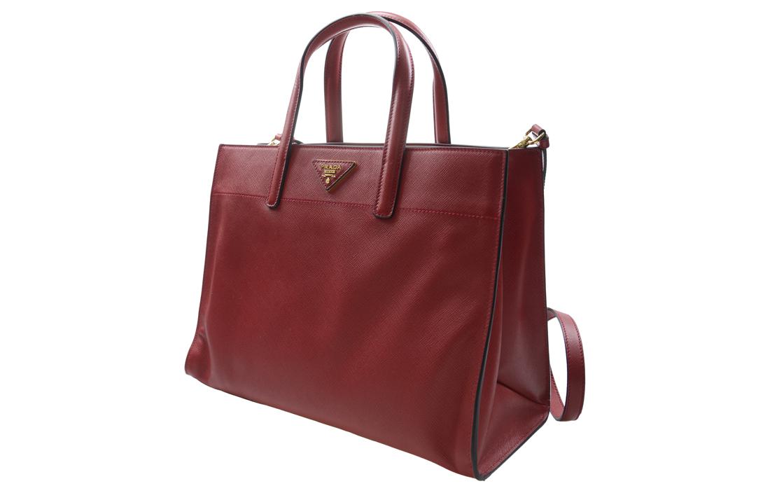 PRADA Cow Leather Shoulder Bag Crossbody Bag Handbag Women's Red