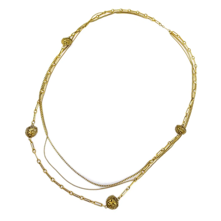 CHANEL 1983 Lion Head Multi chain Necklace