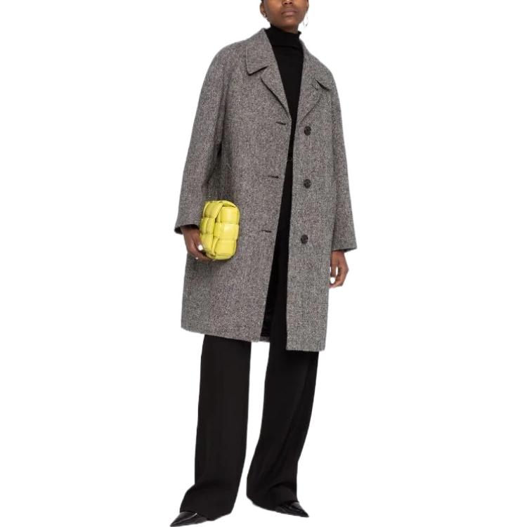 PRADA Donegal Single Breasted Tweed Coat 'Grey'