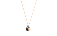 HERMES O'Kelly Calfskin Necklaces Women's Black Rose Gold Noir