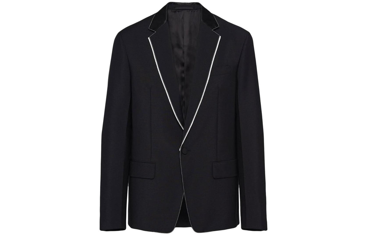 PRADA Contrasted Trim Single Breasted Jacket