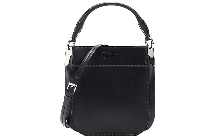PRADA Cow Leather Handbag Shoulder Bag Women's Black