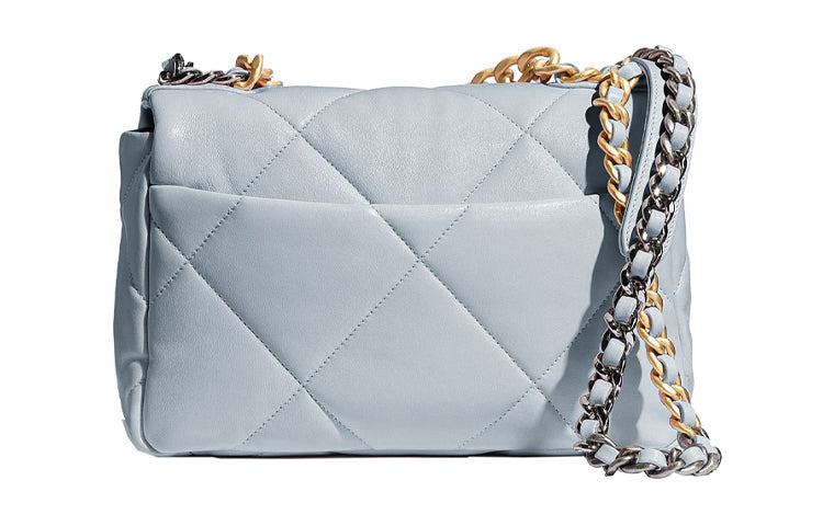 CHANEL 19Bag Lambskin With Metal Shoulder Bag Crossbody Bag Small Size Women's Haze Blue