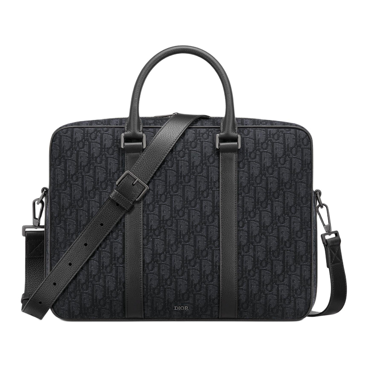 DIOR Cotton One Shoulder Crossbody Portable Briefcase Men's Black