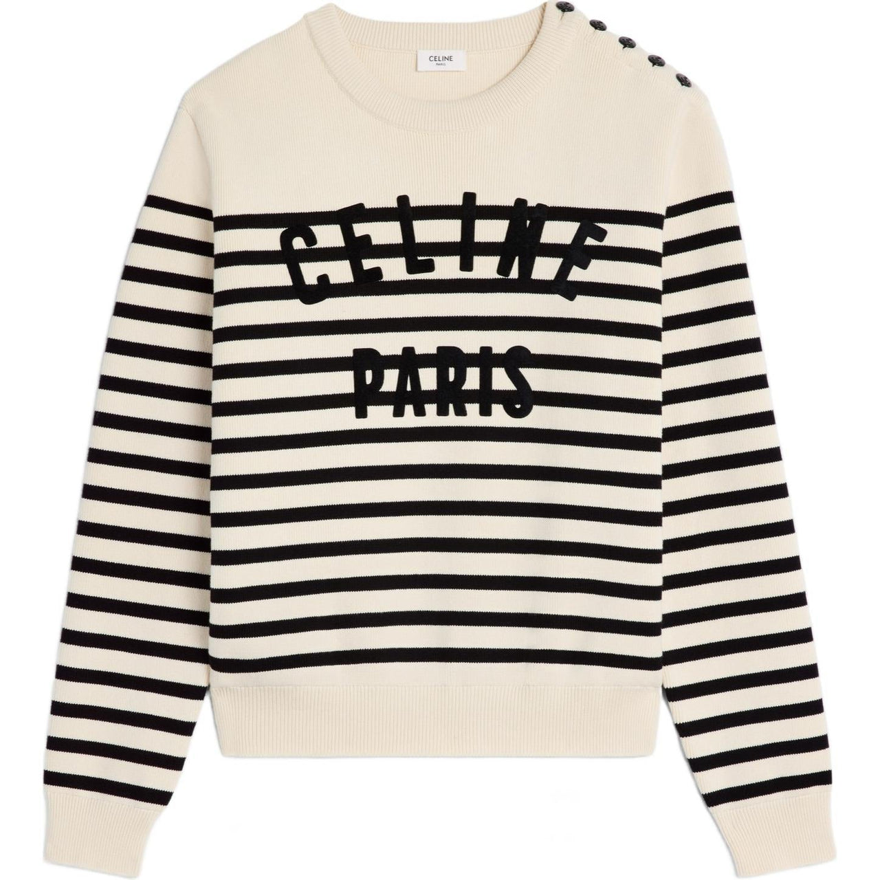 CELINE Crew Neck Mariniere Cotton Sweater
