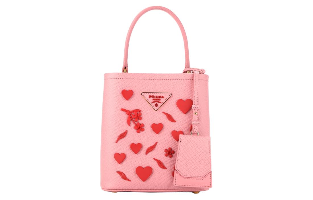 PRADA Cow Leather Portable Crossbody Bag Shoulder Bag Mini Women's Pink