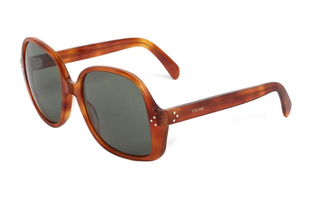 CELINE Acetate Irregular Shape Sunglasses Unisex Brown