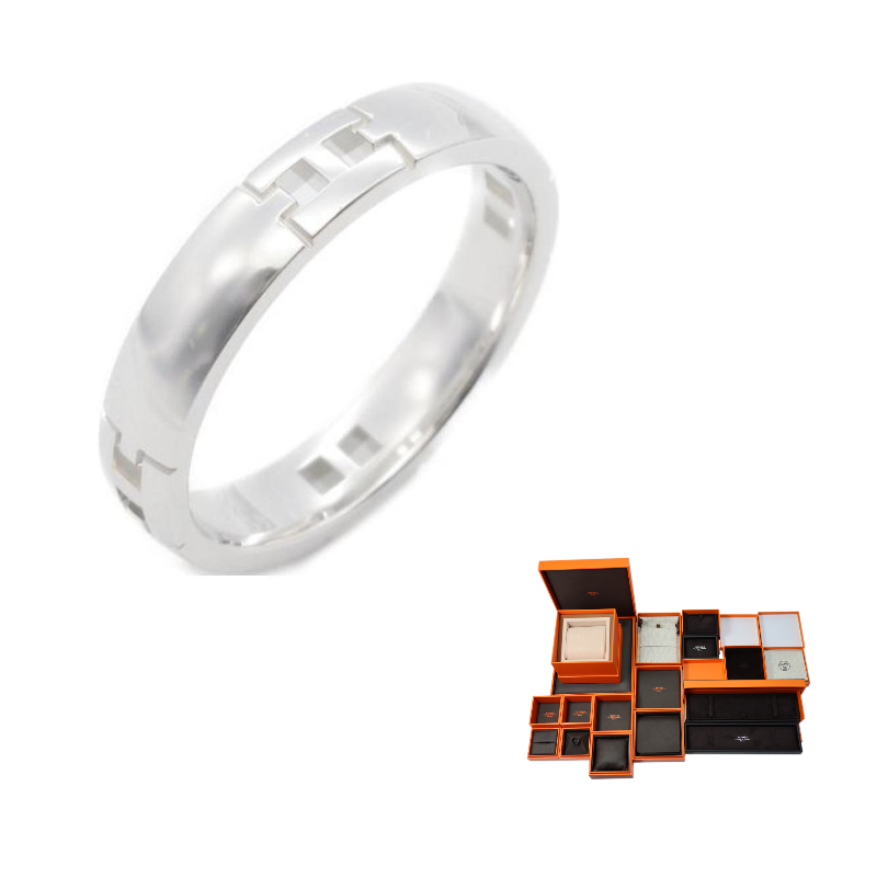 HERMES 18K White Gold Silver Rings Women's Silver