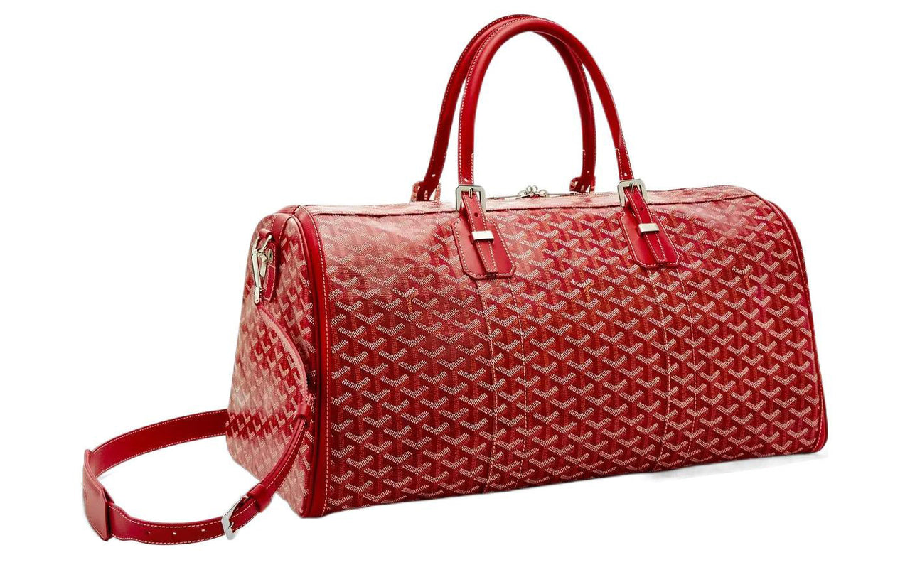 GOYARD Cow Leather Dog's Teeth Bag Straps Medium Size Unisex Red